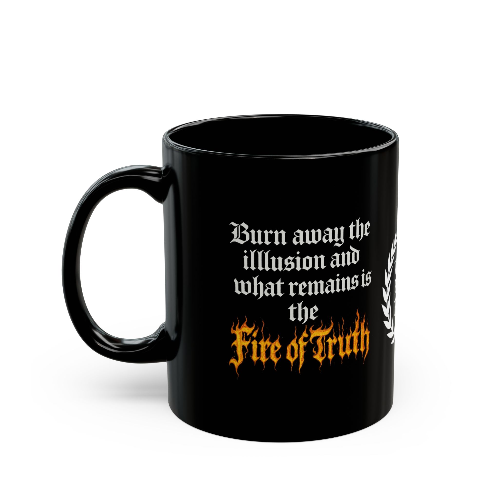 Wolfgang Roseworth "Fire of Truth" Black Mug (11oz, 15oz) - Image 7