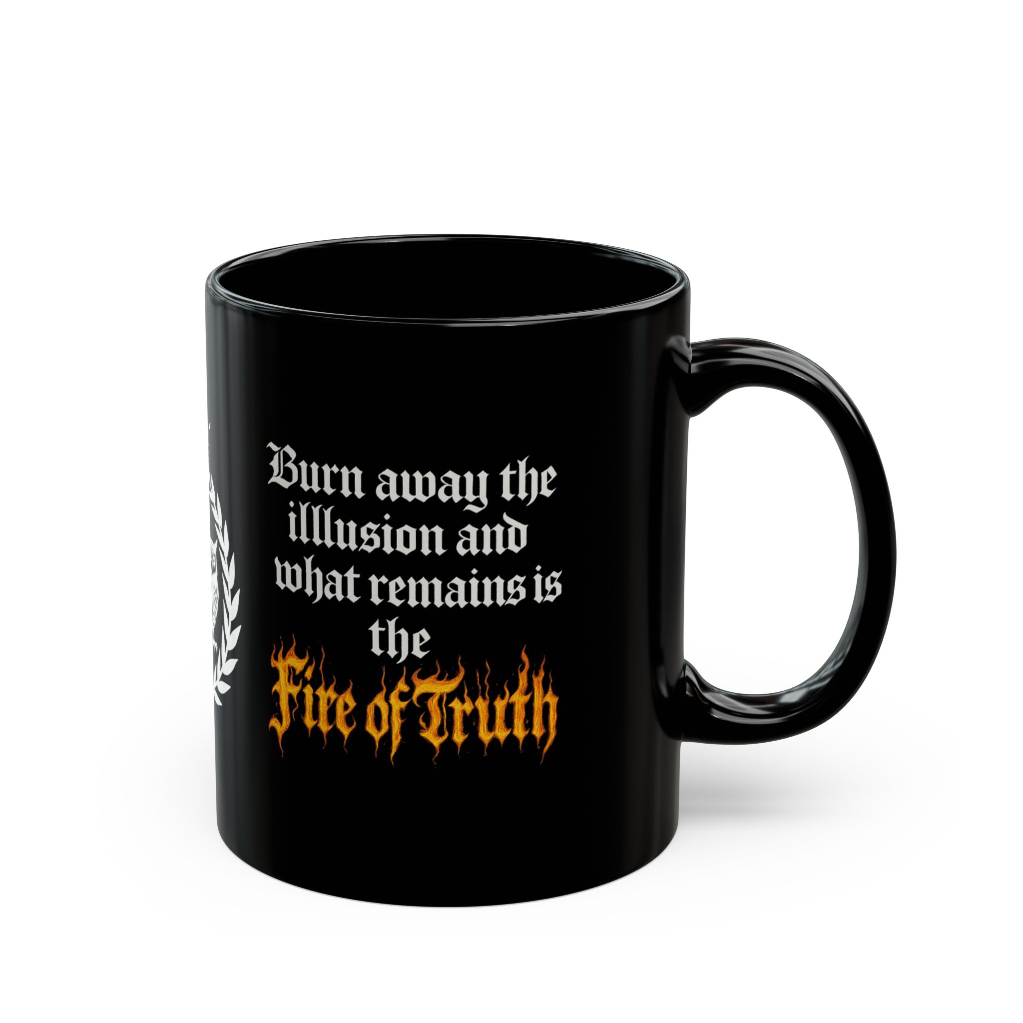 Wolfgang Roseworth "Fire of Truth" Black Mug (11oz, 15oz) - Image 6